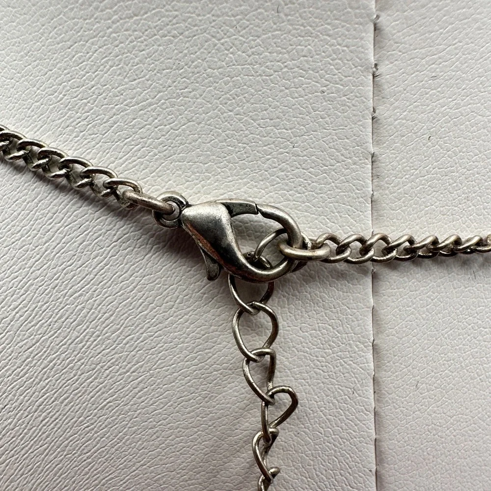 Vintage Y2K Multi Stand Necklace Silver Tone Faux Turquoise Jewelry